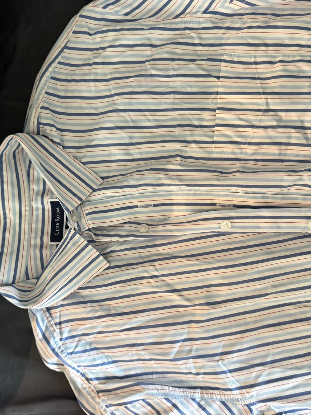Club Room Striped Button-Down in Light Blue, White & Tan
